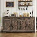 usikey Buffet Cabinet, 61” Large Sideboard Buffet Storage Cabinet with 3 Drawers, Farmhouse Coffee Bar with 4 Doors, Buffet Table for Kitchen, Living Room, Antique Oak