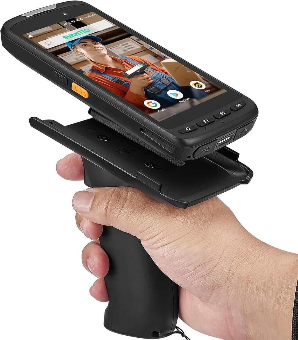 SVANTTO Android Barcode Scanner with Pistol Grip, Rugged PDA Android 11, 4+64GB, 1D/2D/QR Zebra Scanner SE4710, Bluetooth 5.0, WiFi, 4G LTE, NFC