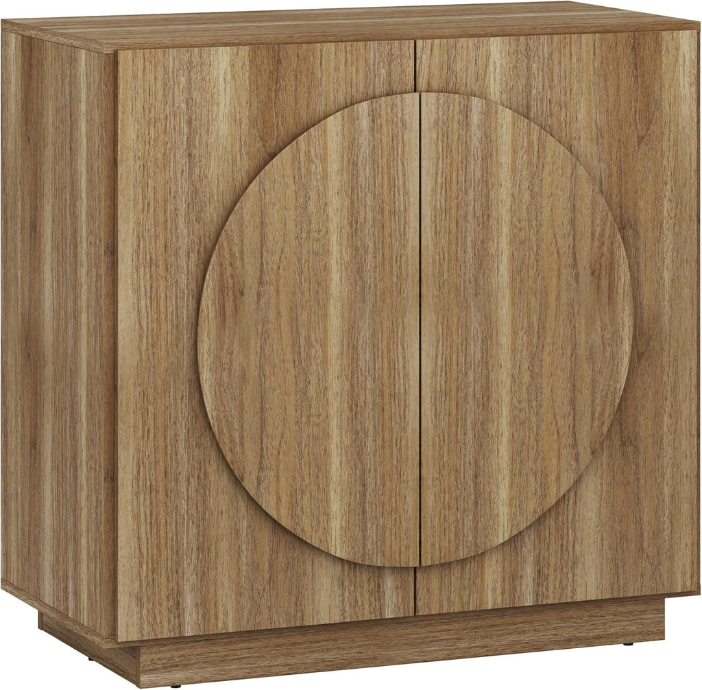 BELLEZE Mid Century Modern Arched Sideboard with Adjustable Shelf & Symmetrical Doors.Modular Buffet Cabinet with Console Table for Entryway Kitchen Living Room (Camel)