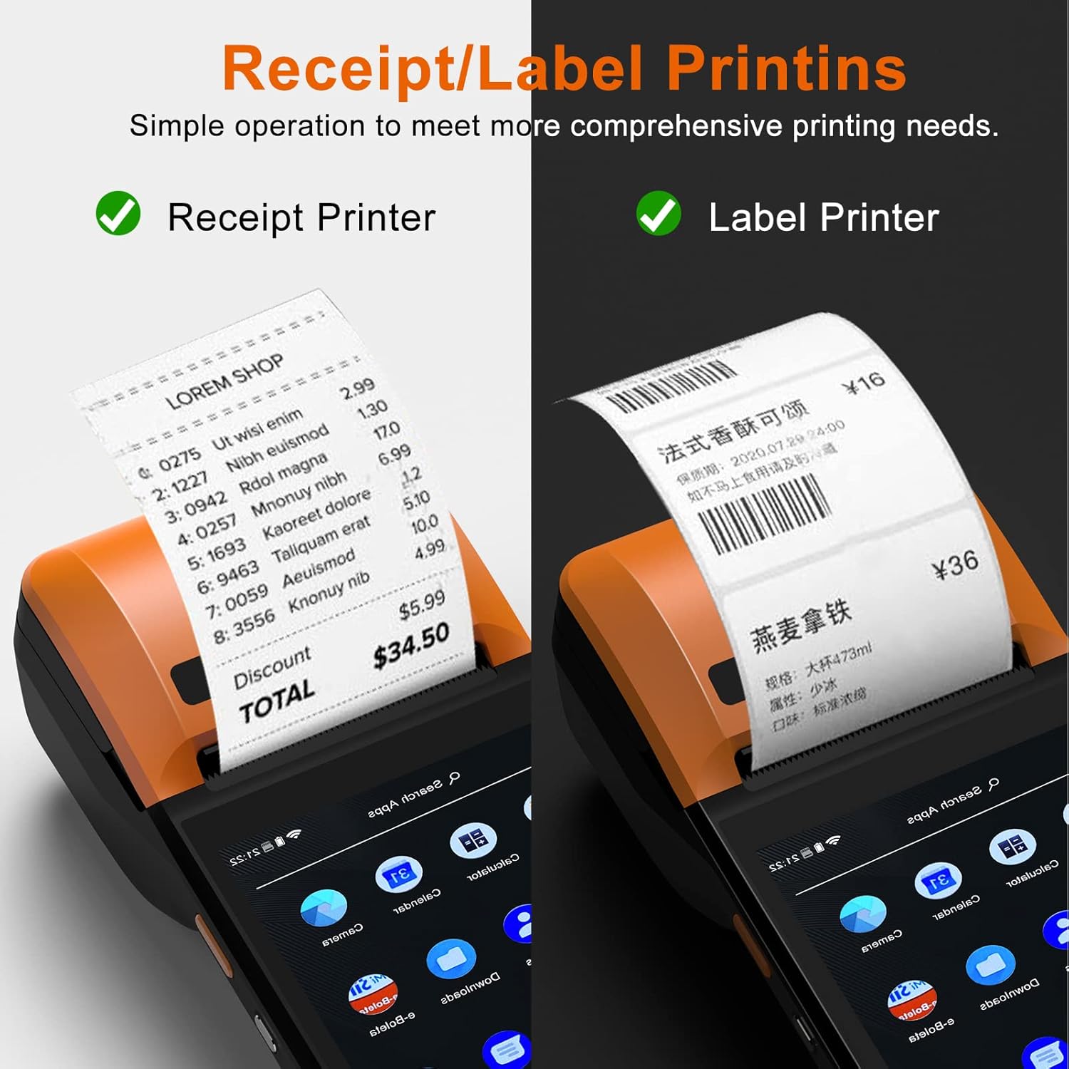 symcode Thermal POS Receipt Printer with Android 8.1 OS 5.5" Touch Screen Terminal Handheld PDA Printer, Support Wi-Fi Bluetooth, Support Loyverse, Kyte, iReap, Built-in Google Play