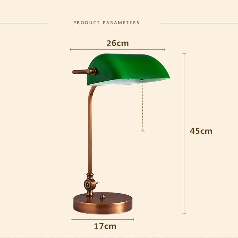 Green Bankers Deskp - Traditional Wood Table Light with Green Glass Shade - Antreadingp for Home & Office - Elegant Lightifixture (Tyg)