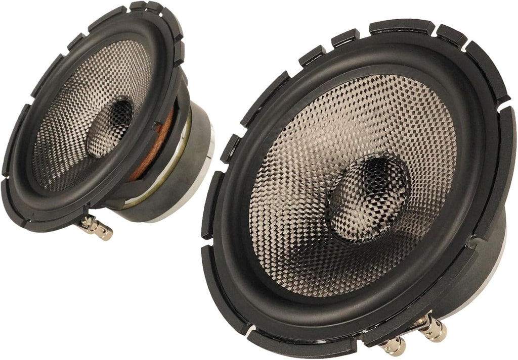 Sundown Audio SA-6.5CS v.3 6.5 in 125-Watt Car Audio Component Speakers, Silk Dome Tweeters, Carbon Fiber Cones, Adjustable Crossovers, for Vehicle Sound Systems, 4-Piece