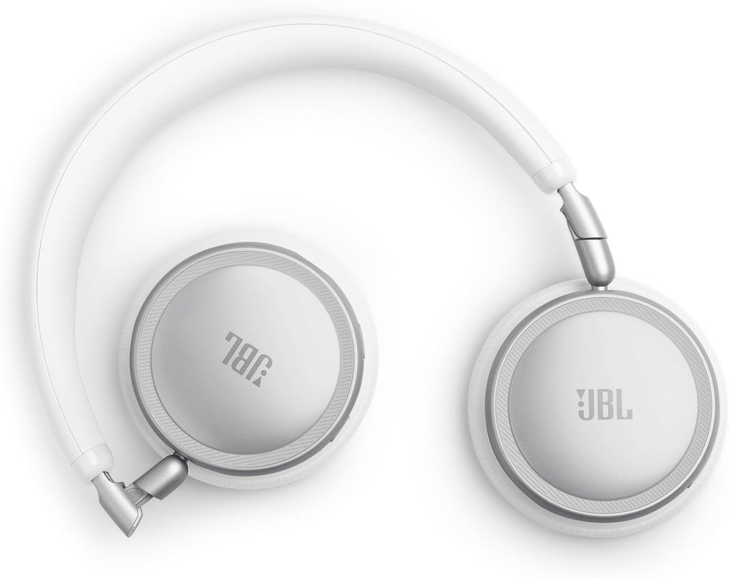 JBL Live 680NC - Wireless on-Ear True Adaptive Noise Cancelling Headphones, JBL Signature Sound with Hi-Res Audio, 2-mic Perfect Calls 2.0 with AI-Trained Algorithm, & Personi-Fi 3.0 (White)