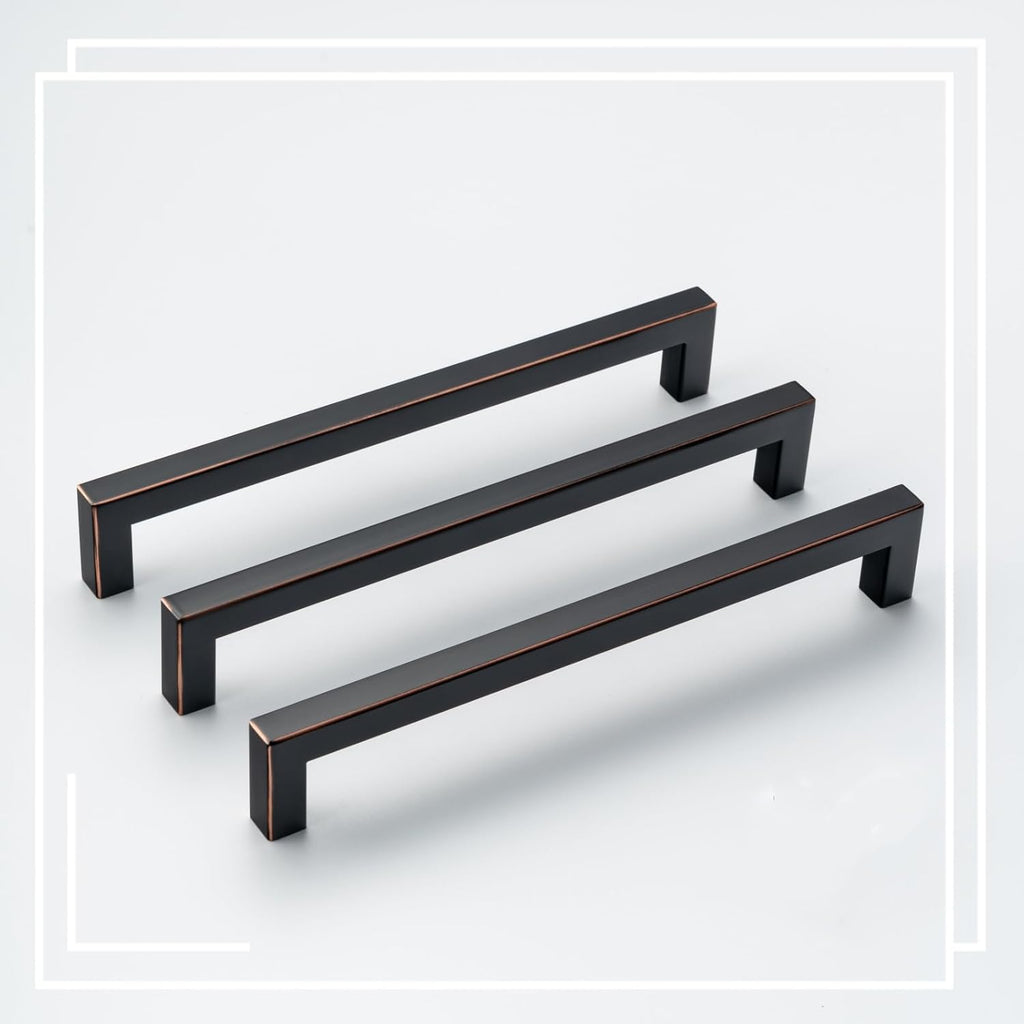 30 Pack 8 Inch Oil Rubbed Bronze Cabinet Pulls Square Cabinet Handles Drawer Pulls Stainless Steel Cabinet Hardware Kitchen Handles for Cabinets Cupboard Handles