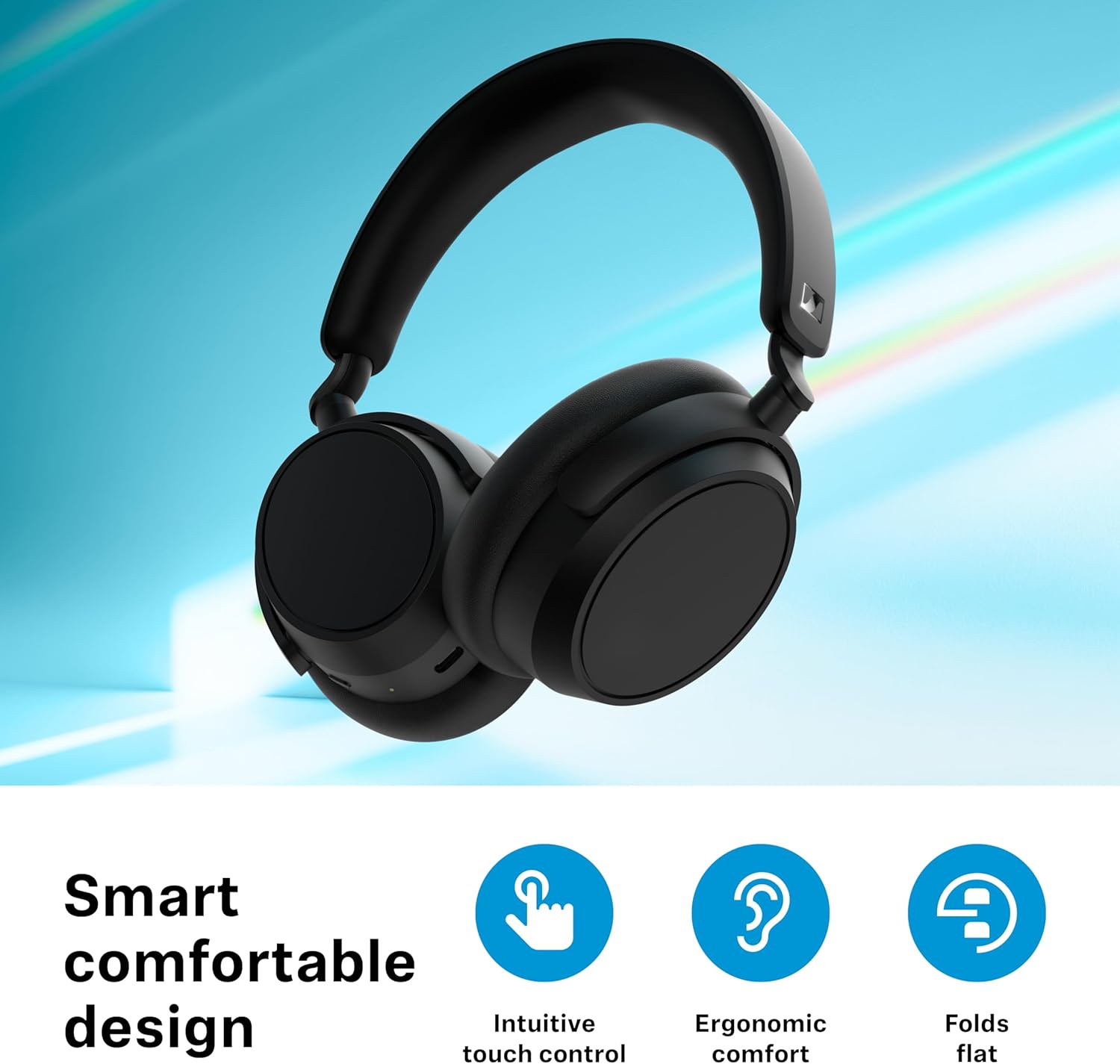 Sennheiser ACCENTUM Plus Wireless Bluetooth Headphones Noise Cancelling - Quick-Charge Feature, 50-Hr Battery Playtime, Adaptive Hybrid ANC, Bluetooth Over Ear Headphones for Traveling, School, Black