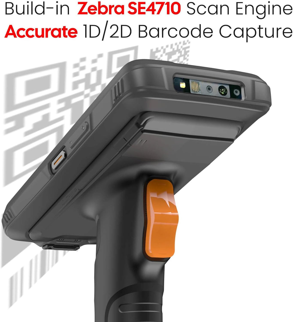 RAYOUNGTEK Rugged Android Barcode Scanner Handheld PDA Mobile Computer with Pistol Grip, 6.0" Display Octa-Core 2.0GHz 4GB+64GB Build-in Zebra SE4710 Engine, 4G LTE/WiFi Warehouse Inventory Scanner