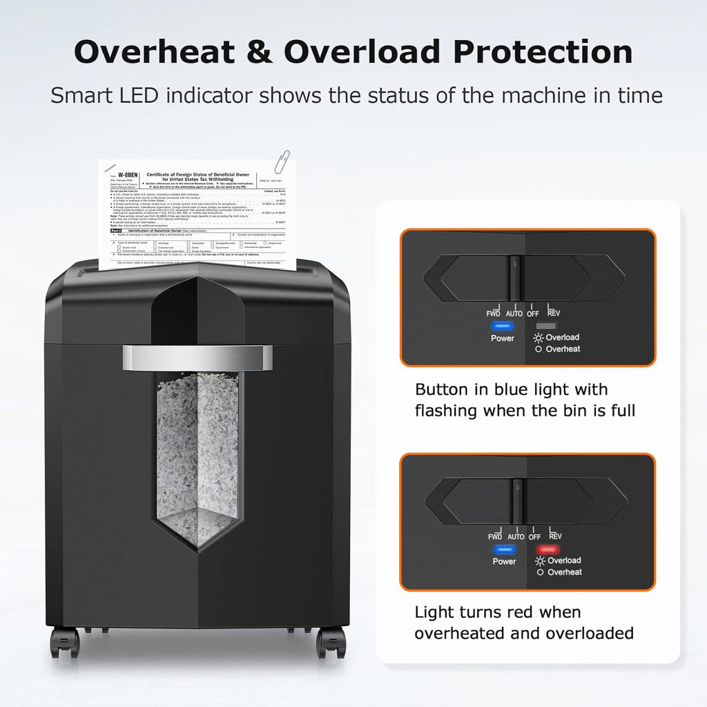 Bonsaii 12-Sheet Micro Cut Shredders for Home Office, 60 Minute P-4 Security Level Paper Shredder for CD, Credit Card, Mails, Staple, Clip, with Jam-Proof System & 4.2 Gal Pullout Bin C266-B