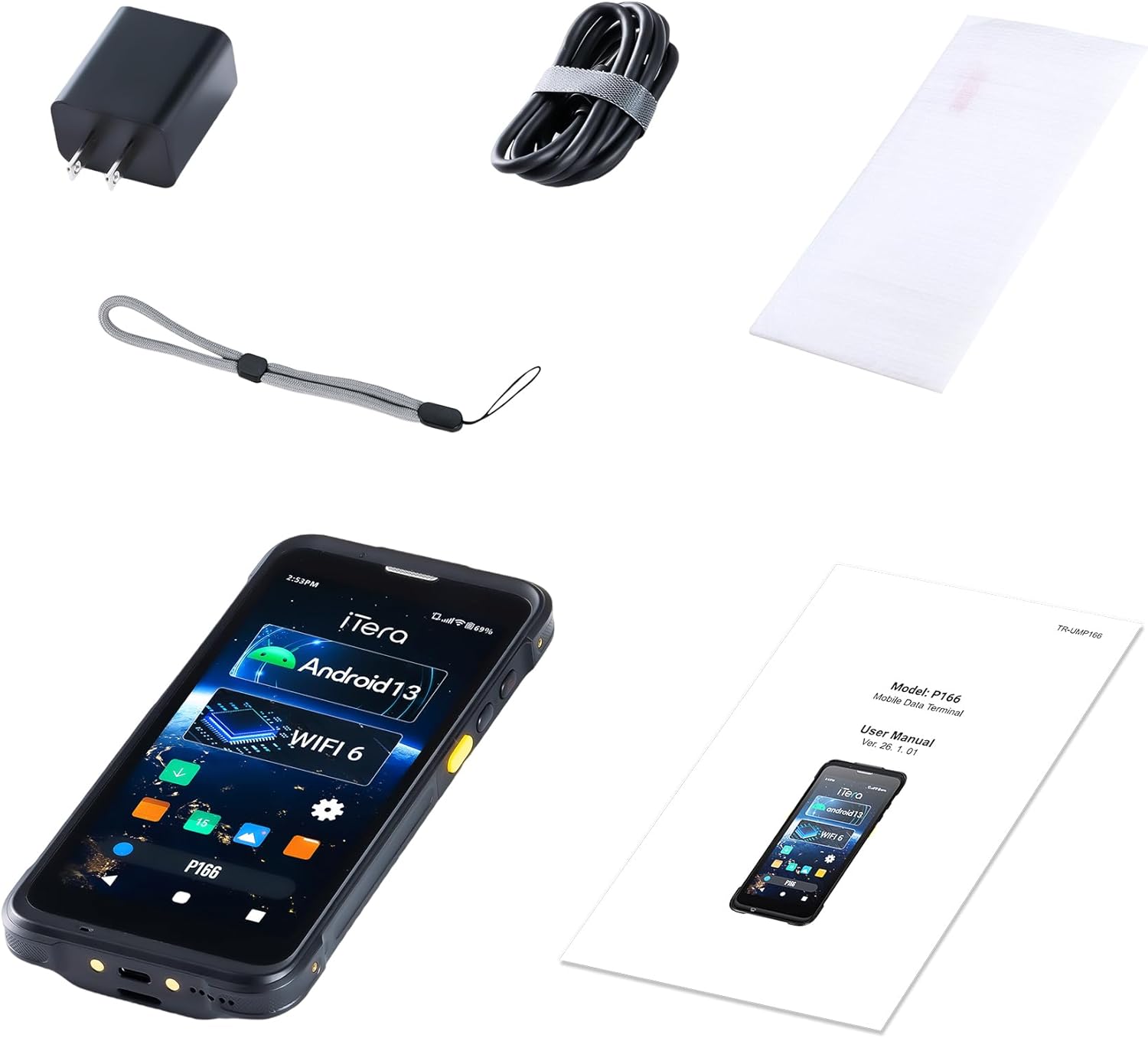 Android 13 Barcode Scanner PDA: SE4710 Scan Engine Qualcomm CPU 5.5" Touch Screen IP65 Waterproof 4300mAh Warehouse Logistics Inventory Handheld Computer P166