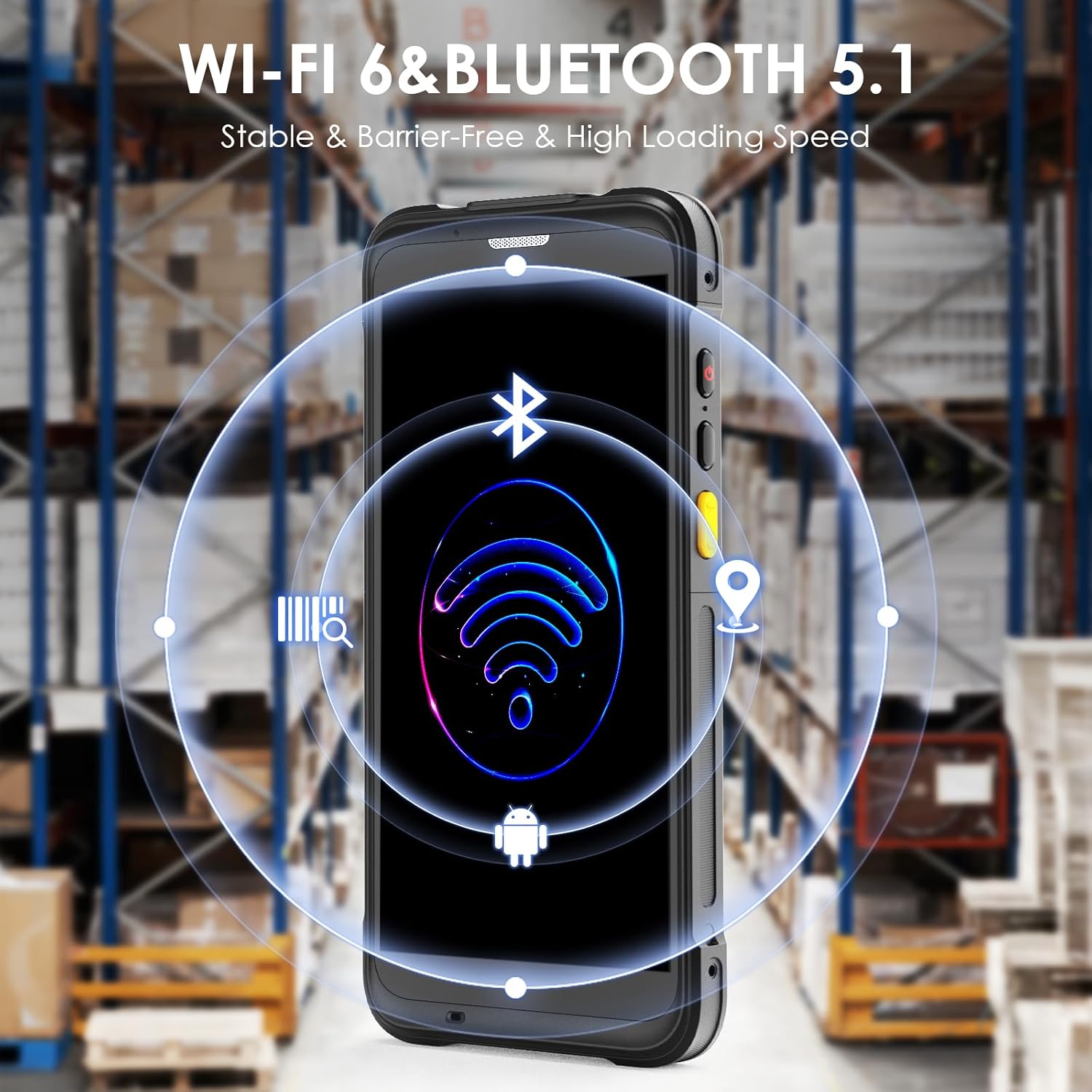 Android 13 Barcode Scanner Handheld Mobile Computer 4GB+64GB Rugged Data Terminal PDA with 1D/2D Zebra-SE4710 Reader Bluetooth Wi-Fi 6 NFC 4G for Logistics, Warehouse, Retail