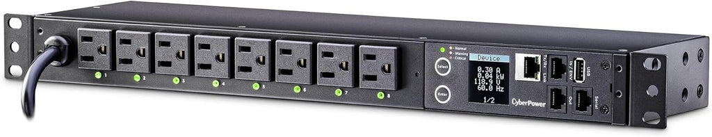 CyberPower PDU41001 Switched PDU, 100-120V/15A (Derated to 12A), 8 Outlets, 1U Rackmount
