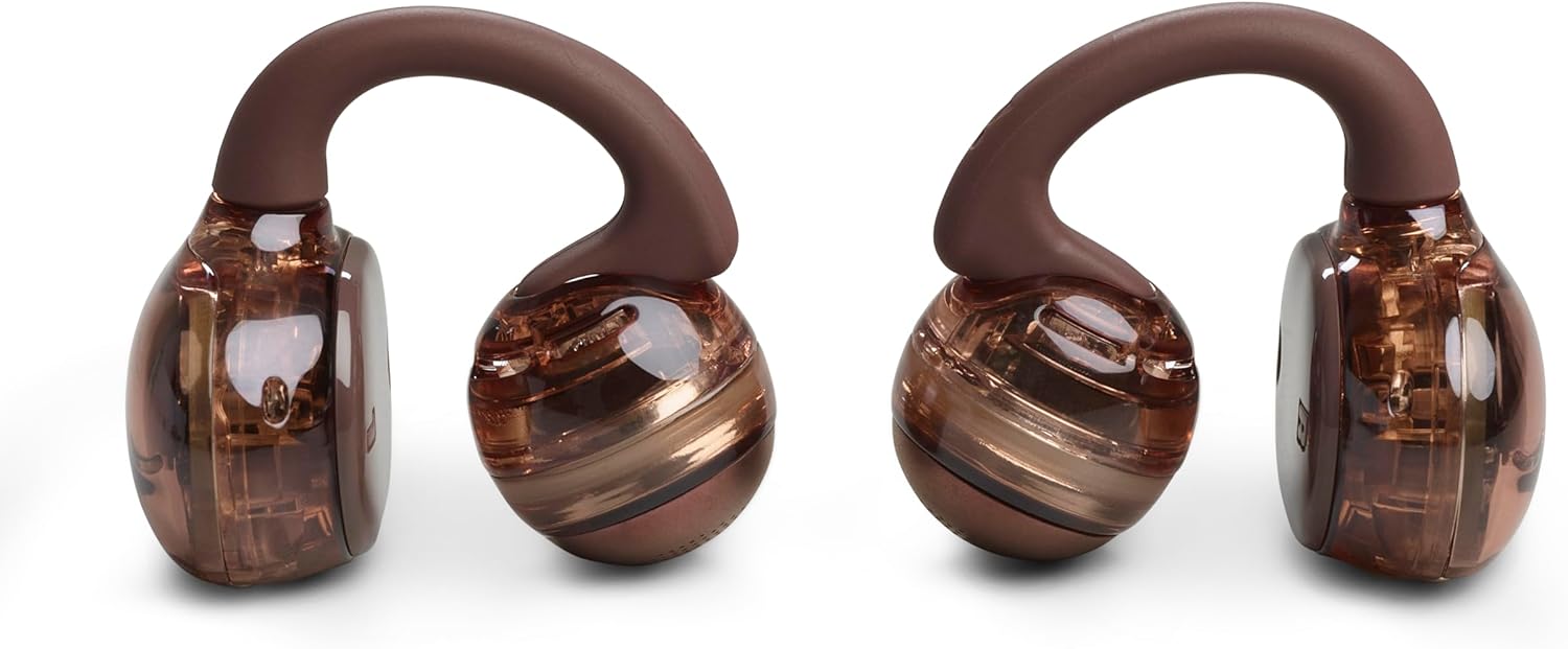 JBL Soundgear Clips - True Wireless Open-Ear Headphones, Dynamic Sound with bass Boost, All-Day Comfort, 4-mic Crisp, Clear Calls 2.0 with AI-Trained Algorithm, IP54 Water and dust Resistant (Copper)