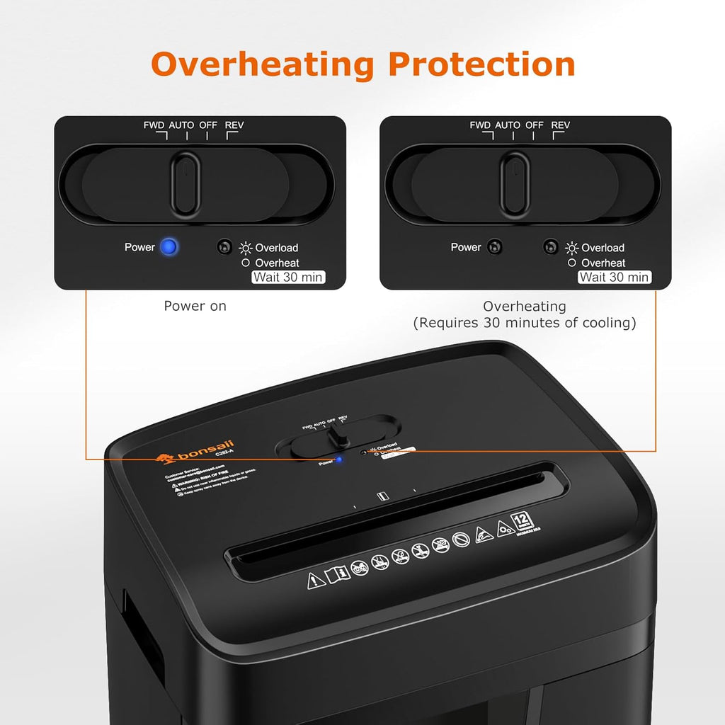 Bonsaii 12 Sheet Paper Shredder for Home Office, Heavy Duty Cross Cut Shredder with 5.5 Gal Pullout Bin, Home Shredder for CDs/Credit Card/Document/Mail, P-4 Security Level