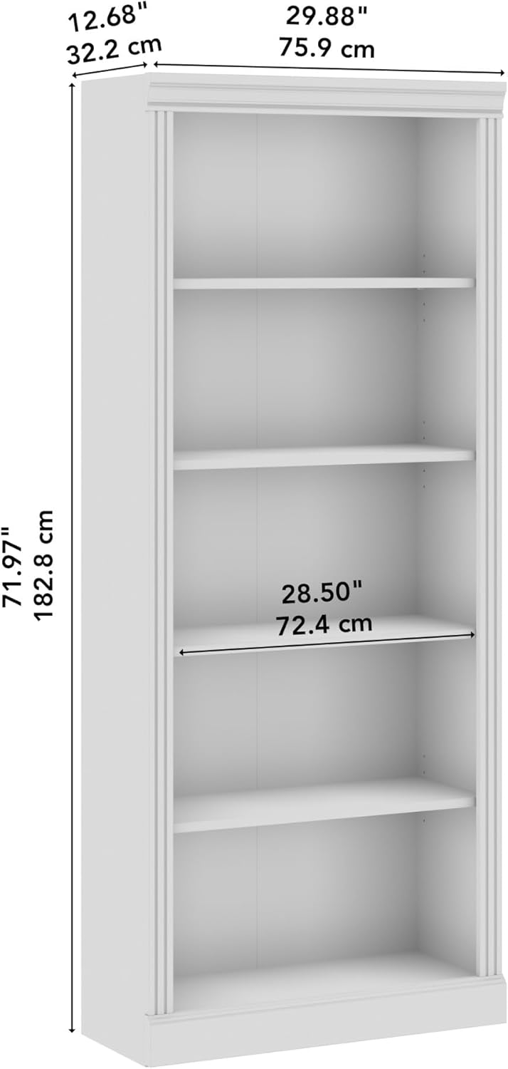Bush Business Furniture Arlington Tall 5 Shelf Bookcase in Harvest Cherry, Large Storage and Display Bookshelf for Home or Professional Office