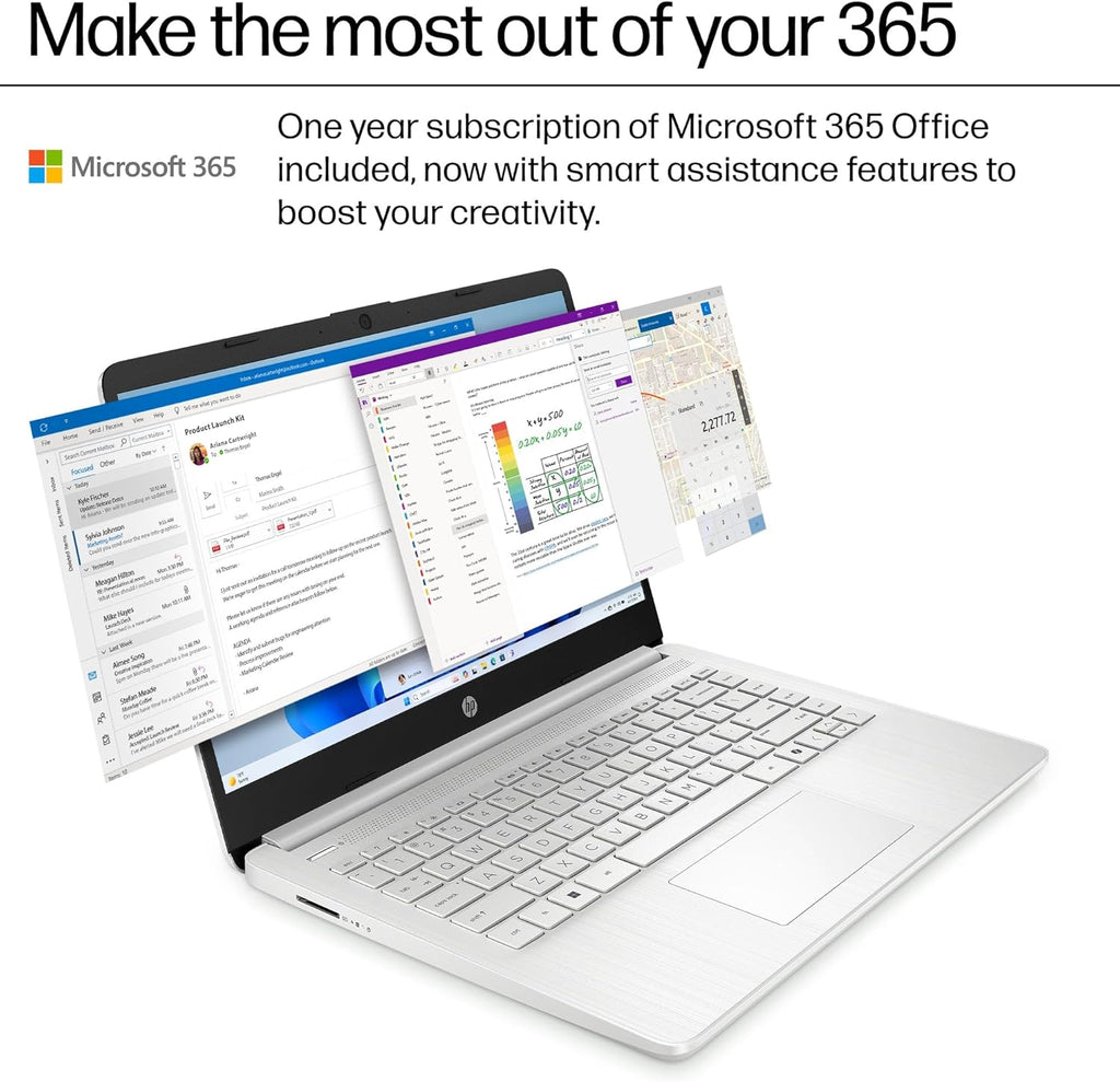 HP Essential Laptop Computer for Home and Student with Office 365, 2026 Edition, 16GB RAM, 128GB Storage- Intel Processor - LED Display, 500GB External HDD, Portable Design, Copilot AI, Win 11 Home S
