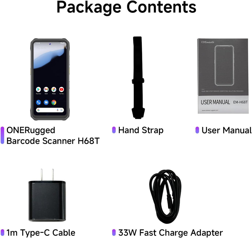 Android 14 Barcode Scanner H68T, Handheld PDA w/Zebra SE4710 Scan Engine, 8GB+128GB, IP68 Rugged Data Terminal, 6.56" Full Screen Mobile Computer Inventory Scanner for Warehouse&Logistics Management