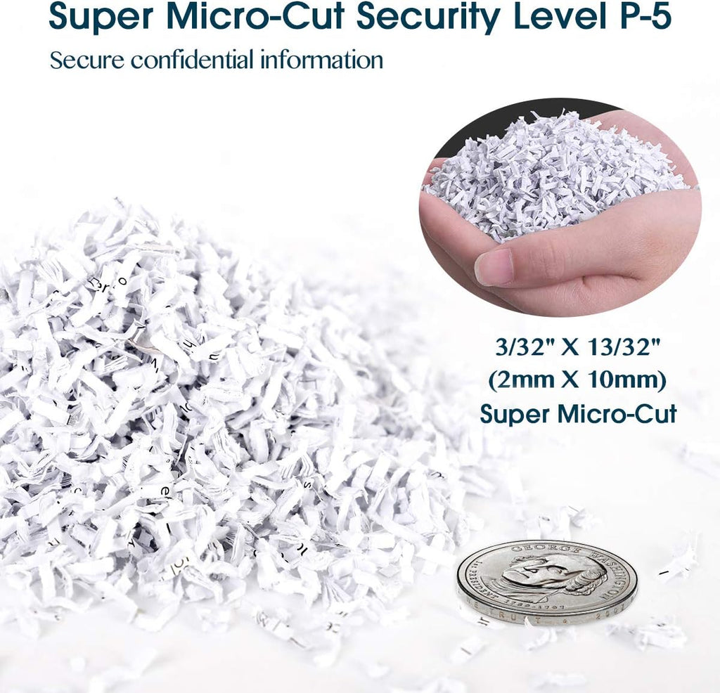 WOLVERINE 15-Sheet Super Micro Cut High Security Level P-5 Heavy Duty Paper/CD/Card Shredder for Home Office, Ultra Quiet by Manganese-Steel Cutter and 8 Gallons Pullout Waste Bin SD9520 (White ETL)