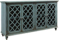 Signature Design by Ashley Mirimyn Vintage 69" 4-Door Accent Cabinet with Mirrored Glass and 2 Adjustable Shelves, Antique Blue