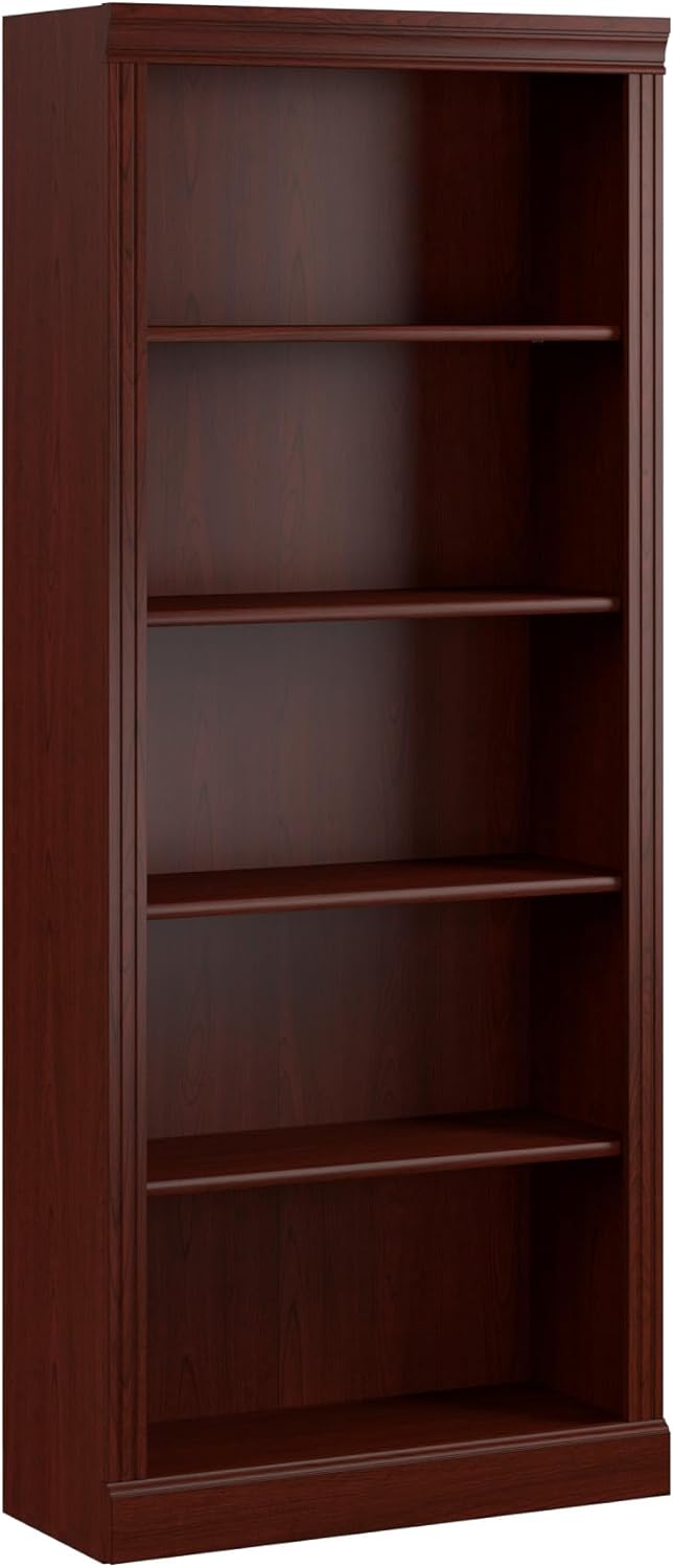 Bush Business Furniture Arlington Tall 5 Shelf Bookcase in Harvest Cherry, Large Storage and Display Bookshelf for Home or Professional Office