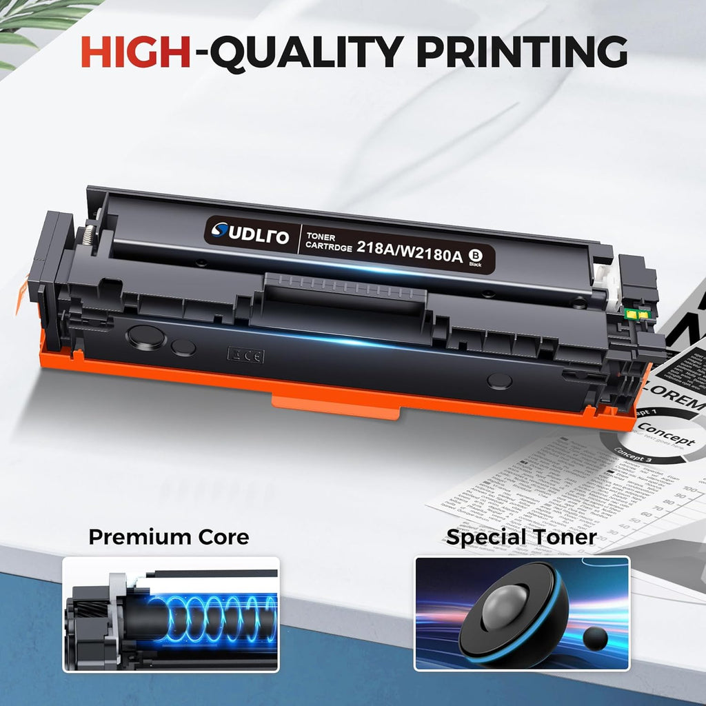Compatible HP 218A Toner Cartridges 4 Pack 3301fdw 3301 218 Toner Work for HP 218A 218X Color LaserJet Pro MFP 3301cdw 3201dw 3301sdw Printer Ink | for HP218A W2180A W2180X 218A Toner with Chip