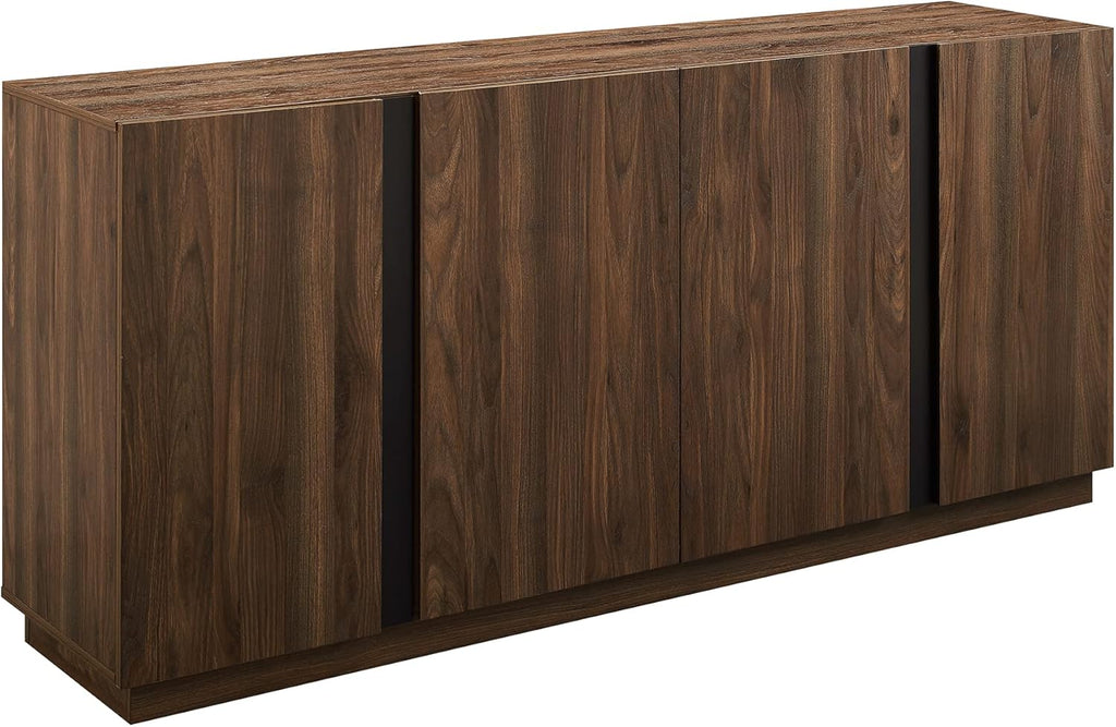 Walker Edison Liss Contemporary 4-Door Minimalist Sideboard 70 Inch Dark Walnut