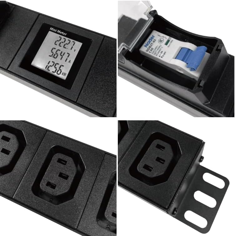 Metered-Breaker PDU, 240V, L6-30P, 30A, 7200W, 6 C13 Outlets, Crypto Mining, Data Center, ASIC/RIGS, Rack Mountable
