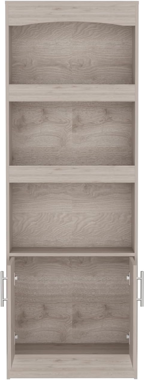 GOWE 2 Piece Office Set, Dozza Bookcase + Aramis Desk, Light Gray