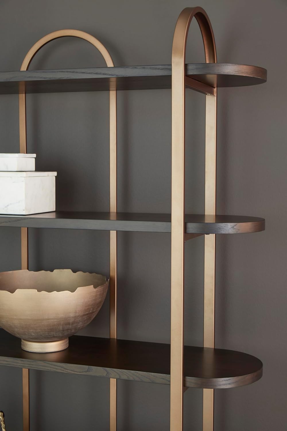 Signature Design by Ashley Brentmour 72" H Bookcase, Metallic & Dark Brown