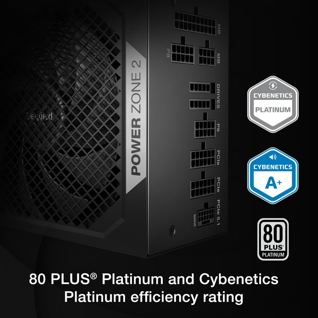 be quiet! Power Zone 2 1000W ATX 3.1 PSU | 80 Plus and Cybenetics Platinum Efficiency | Zero RPM Low-Noise Power Supply | PCIe 5.1 Ready | Black | BP008US