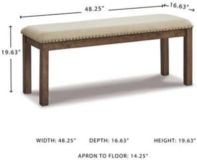 Signature Design by Ashley Moriville Casual Rustic Upholstered Dining Bench, Grey & Brown