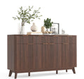 IDEALHOUSE 60" Large Farmhouse Sideboard Buffet Cabinet with Storage Drawers & Adjustable Shelves, Wood Fluted Buffet Storage Cabinet & Coffee Bar Console Table for Living Room & Kitchen Dining Room