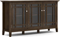 SIMPLIHOME Bedford Storage Cabinet - 62 inch Wide Solid Wood Sideboard Cabinet in Dark Tobacco Brown, Transitional Buffet for Living Room, Dining Room, or Entryway with Glass Doors and Shelves
