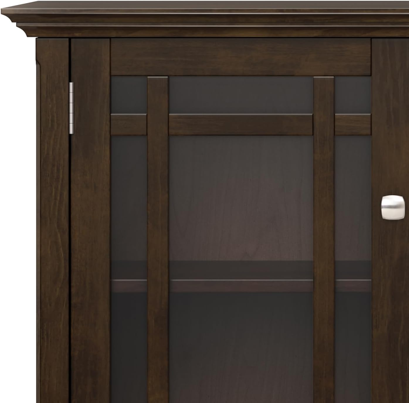 SIMPLIHOME Bedford Storage Cabinet - 62 inch Wide Solid Wood Sideboard Cabinet in Dark Tobacco Brown, Transitional Buffet for Living Room, Dining Room, or Entryway with Glass Doors and Shelves