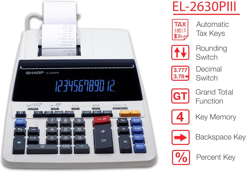 Sharp EL2360PIII Commercial Printing Calculator - 12 Digit Display