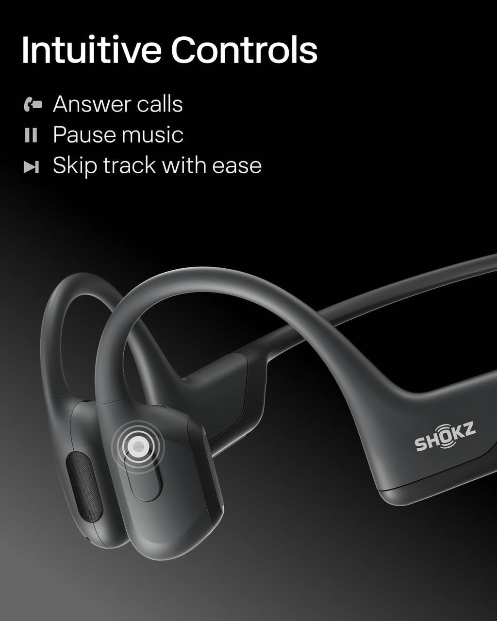 SHOKZ OpenRun Pro-Bone Conduction Headphones, Open-Ear Bluetooth Wireless Sport Headphones for Running and Workout, Sweat Resistant, Long Battery Life, Premium Deep Bass, Mic .with Hair Band, Black