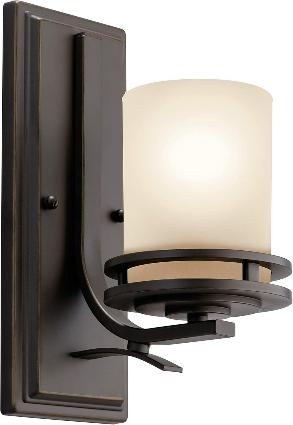Kichler Hendrik 12” Wall Light Fixture in Olde Bronze with Umber Etched Glass, 1-Light Wall Lamp for Bedroom or Living Room, 5076OZ