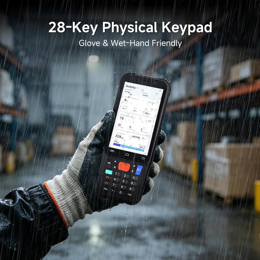 Android 15 Barcode Scanner F1, Handheld PDA with HW HS7 Barcode Scanner, 4 inch Touchscreen Industrial Handheld PDA, Data Terminal Inventory Scanner for Warehouse Retail Logistics