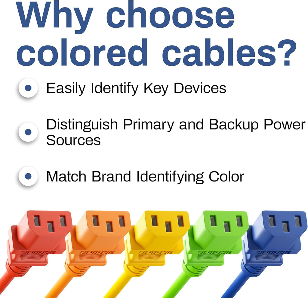120 Pack UNC 3ft PDU Power Cable C13 to C14 10Amp 18AWG 250V SVT Jacket UL Listed, Yellow, 3 Foot