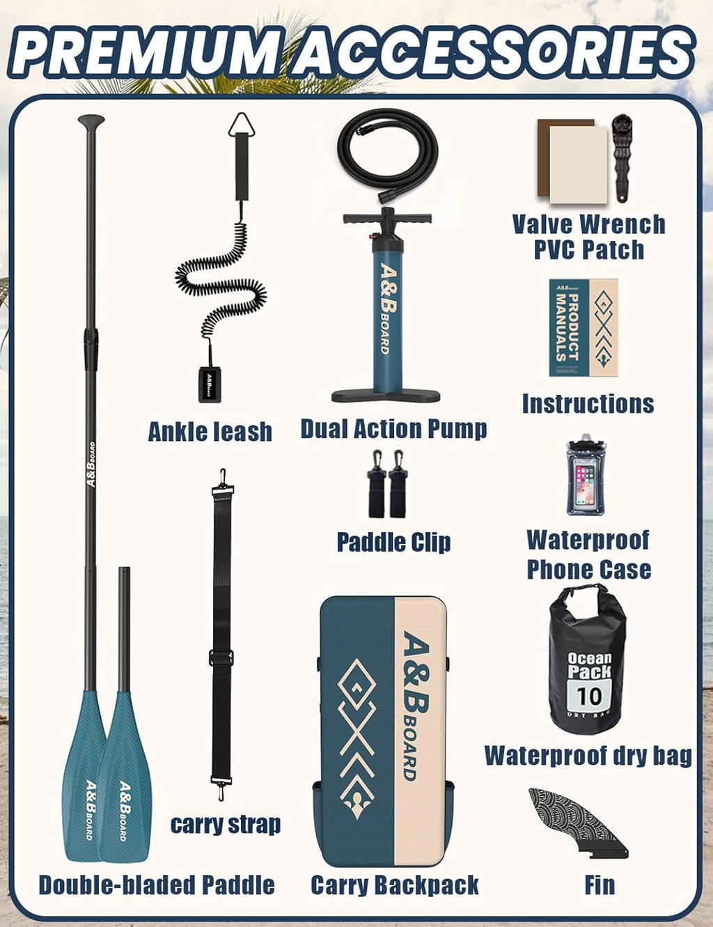ABBOARD Inflatable Stand Up Paddle Board - Extra Wide Fishing Paddleboard with Sup Accessories Youth/Adults
