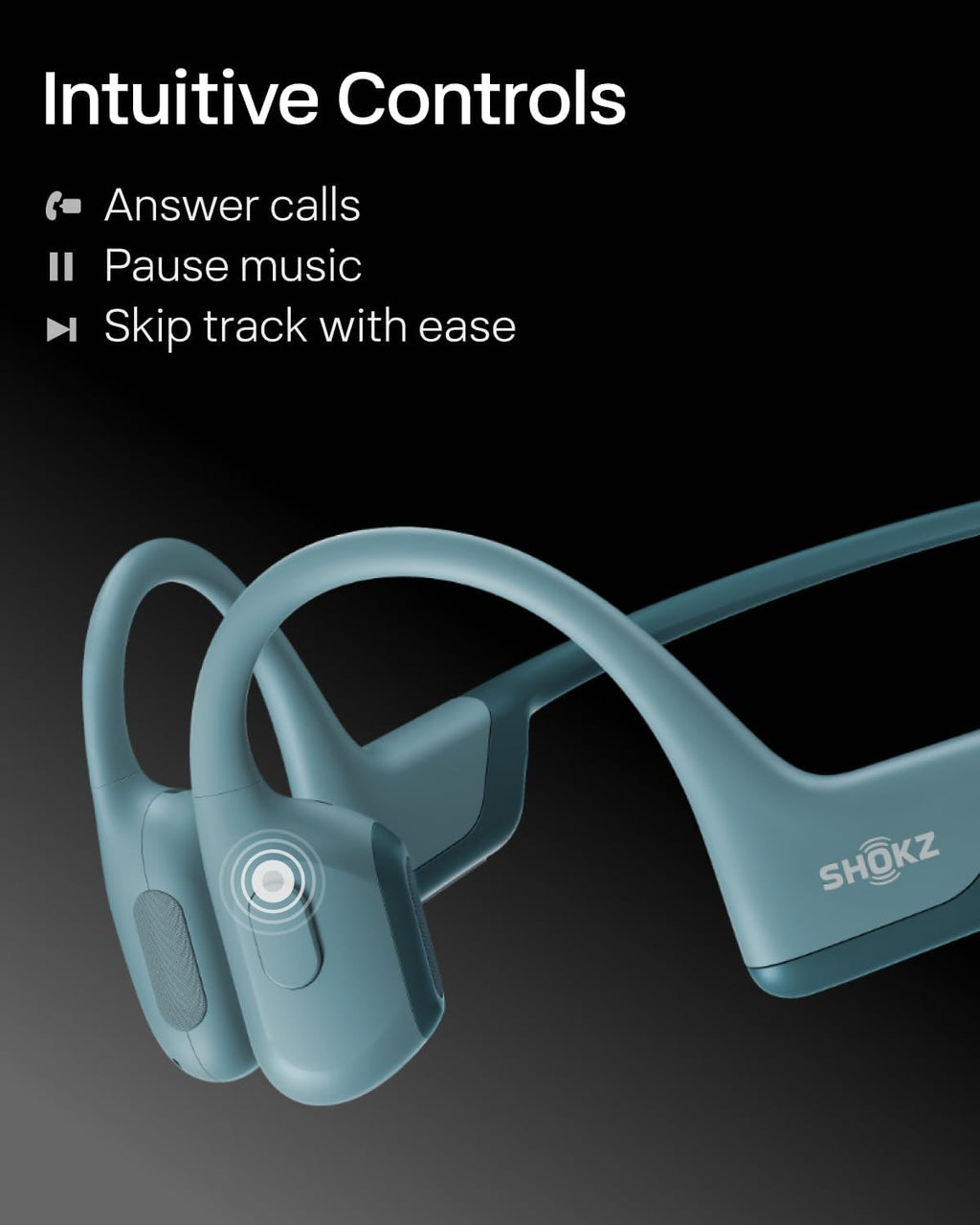 SHOKZ OpenRun Pro-Bone Conduction Headphones, Open-Ear Bluetooth Wireless Sport Headphones for Running and Workout, Sweat Resistant, Long Battery Life, Premium Deep Bass, Mic .with Hair Band, Blue