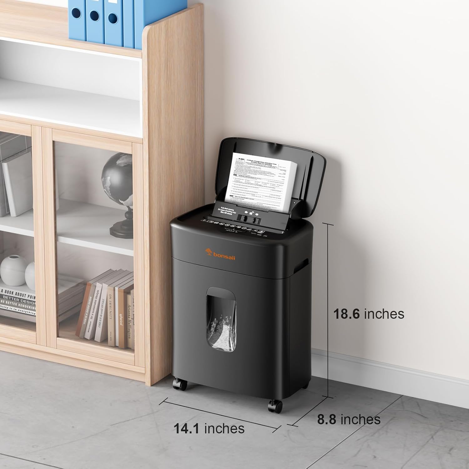 Bonsaii 100 Sheets Auto Feed Paper Shredder, Up to 30 Minutes Shredders for Home Office Use, Micro-Cut Heavy Duty Shredder / 4.2 Gallons/Security Level P-4 (C231-D)