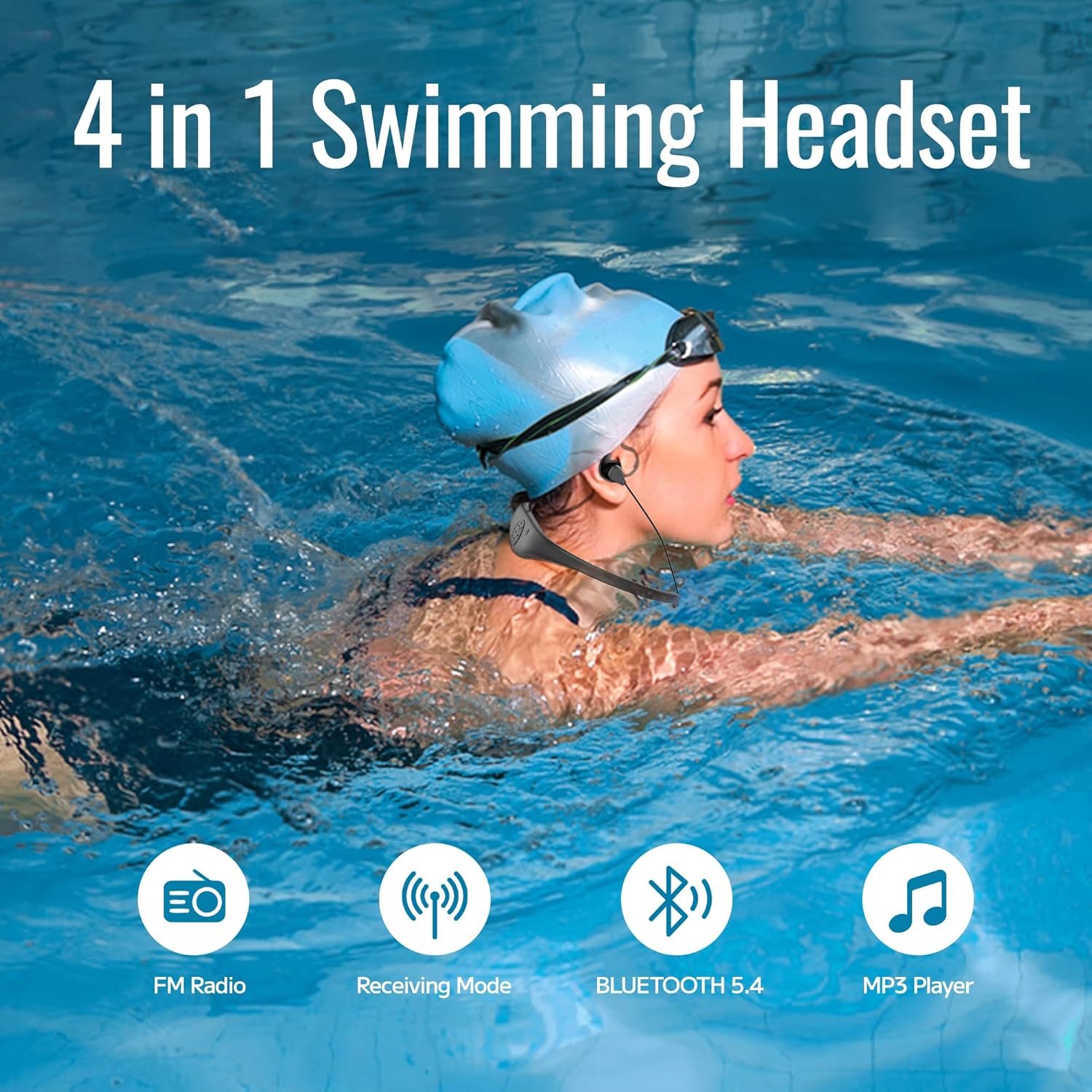 Tayogo T6+W18 Swim Music Combo – Waterproof Swimming MP3 Player + Bluetooth Transmitter | No Need to Download Music, Support Spotify, Swim with Your Stream APP