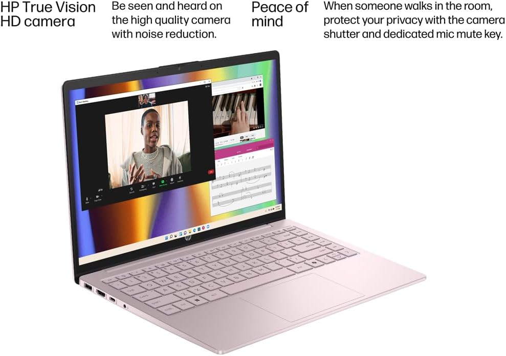 HP 14" Portable Laptop Computer with Intel N150, Microsoft Office 365 Included, 4GB RAM, 128GB Storage, 500GB External HDD, Student Everyday Use, All-Day Battery Life & Fast Charging, Windows 11 Home