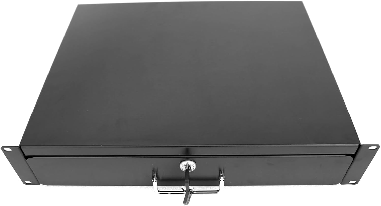 Server Cabinet Drawer Case Rack Drawer 19 Inch Rack Cabinet Mount Lockable Deep Drawer with Two Keys 18in Depth, Height 2U(3.5Inch) 19" W x 18" D x 3.5" H (CT18-2U, 2U18)