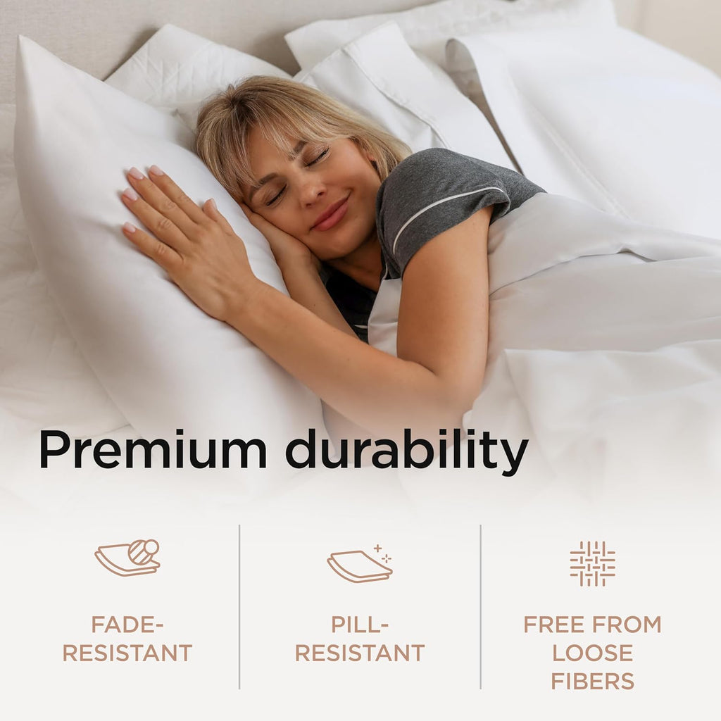 Threadmill 100% American Certified Supima Cotton Sheets King Size - 1200 Thread Count, 4Pc King Size Sheets Set, Smooth Sateen, Ultra Luxury Bed Sheets, 17" Deep Pocket King Sheet Set - White Sheets