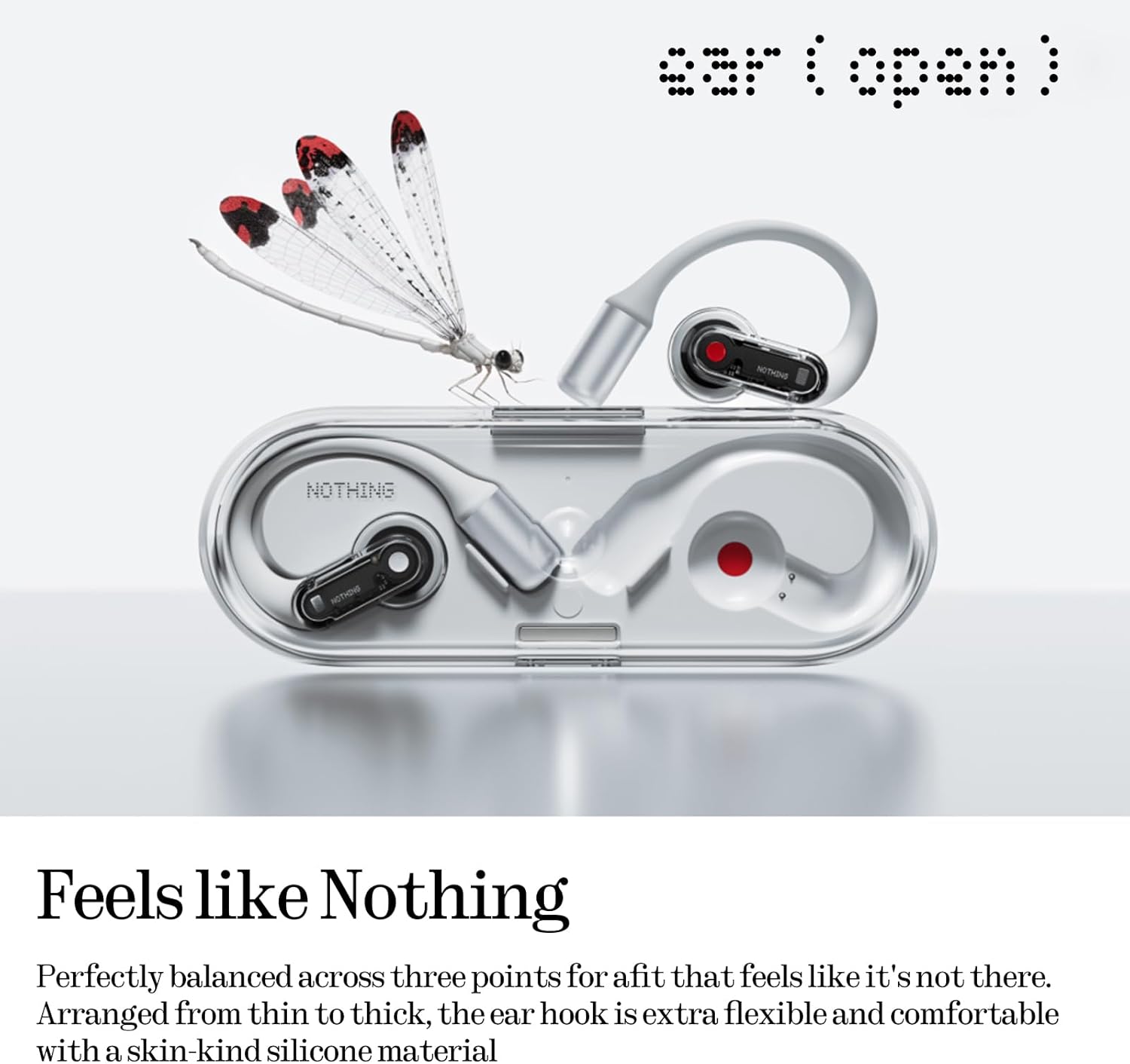 Nothing Ear (open) Ultra-light Open Ear Headphones with Adjustable Earhooks, Multipoint Connection Bluetooth Earbuds with Clear Voice Technology for AI Calls, IP54, Fast Charging, ChatGPT Supported