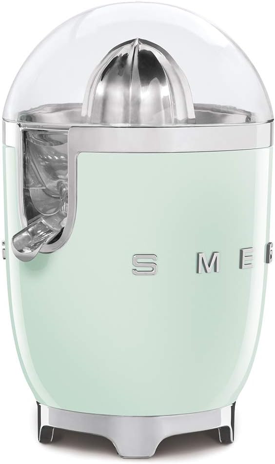 SMEG 50's Retro Style Citrus Juicer with Drip Free Spout, Automatic Activation, and Efficient Straining, Pastel Green CJF11PGUS