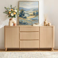 CHITA 62" Sideboard Buffet Cabinet with Storage, Fluted Cabinet with Drawers, Natural Oak