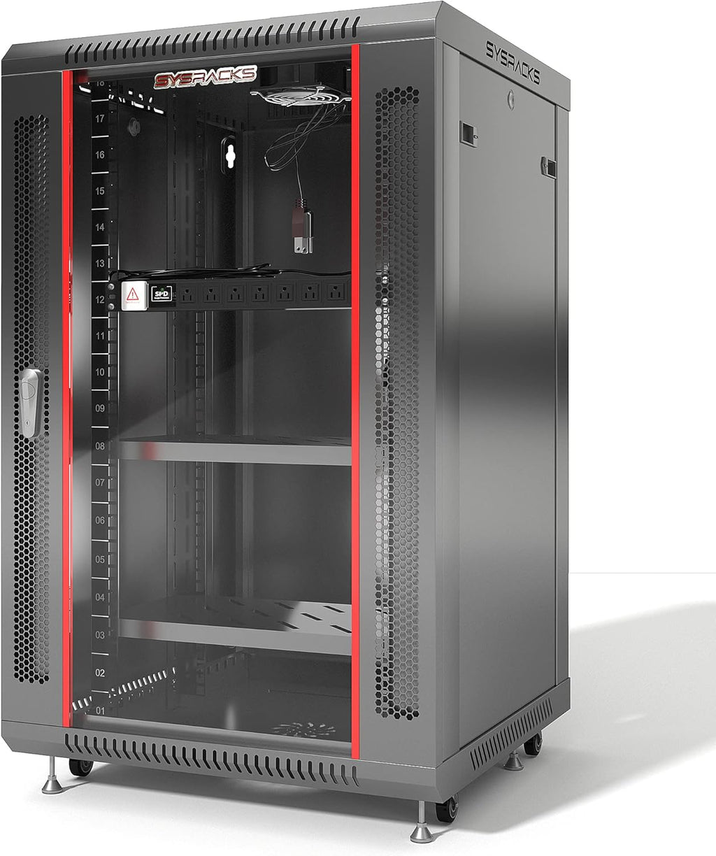 22U Wall Mount Server Rack Cabinet – 19" Network Rack Enclosure, 24" Deep Data Rack Cabinet with Fan, PDU & Shelf for IT Equipment, Switches and Patch Panel