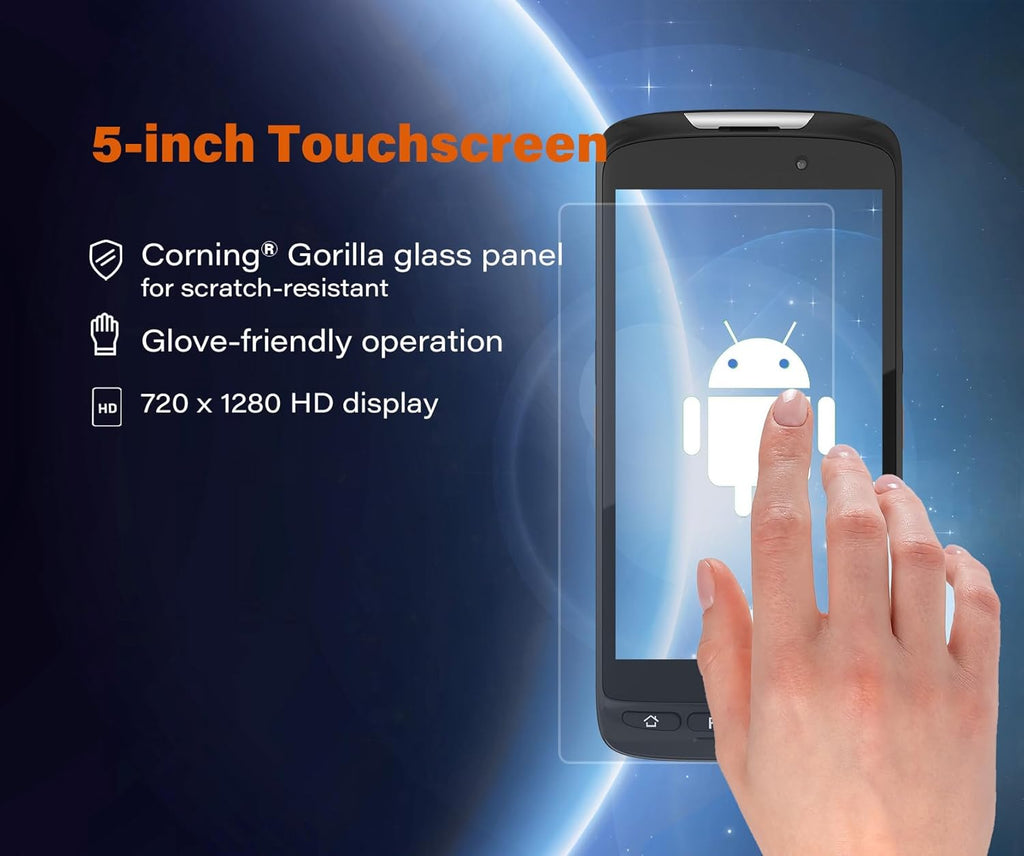Rugged Android 15 Handheld Barcode Scanner Touch Screen Mobile Computer Portable PDA 1D & 2D Bar Code Reader Wi-Fi & 4G LTE, for Warehouse Inventory Logistics & Assets Tracking