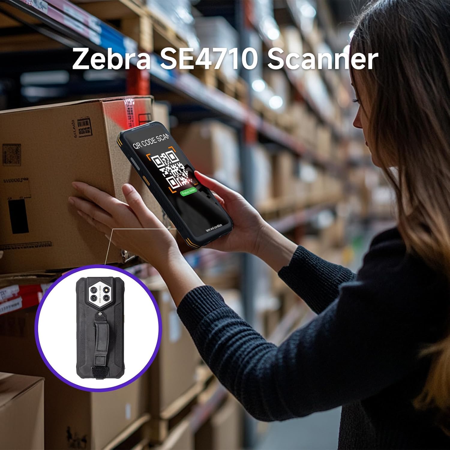 Android 14 Barcode Scanner H68T, Handheld PDA w/Zebra SE4710 Scan Engine, 8GB+128GB, IP68 Rugged Data Terminal, 6.56" Full Screen Mobile Computer Inventory Scanner for Warehouse&Logistics Management